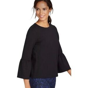 J Mclaughlin Black Ponte Bell Sleeve Pullover Blouse Top Women’s Size S